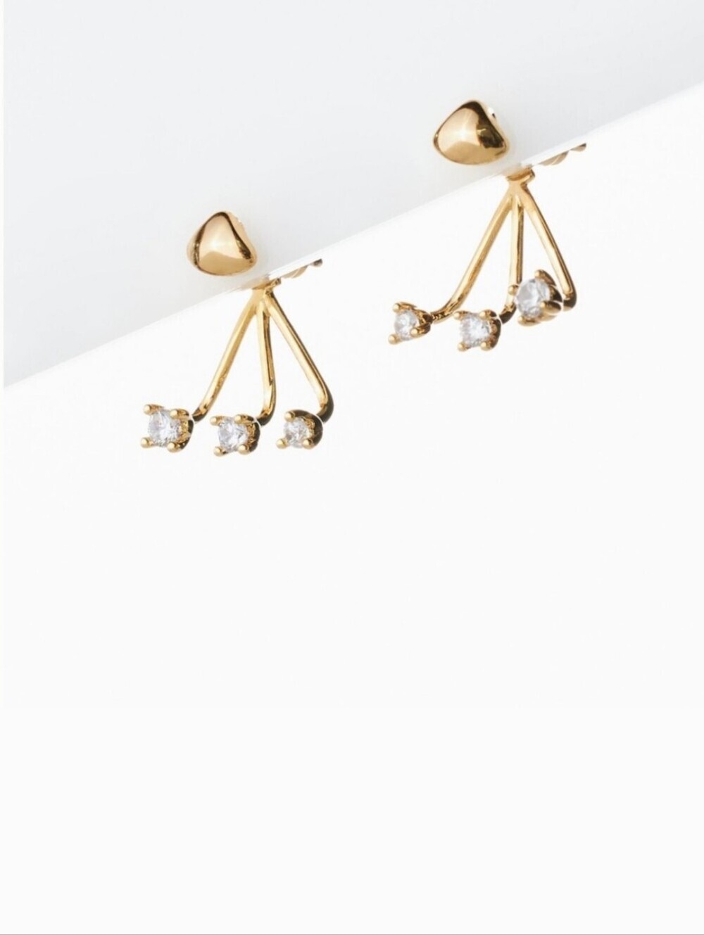 NWT! Anthropologie, Front-Back Crystal Earrings, 14k Gold Plated, MSRP $38